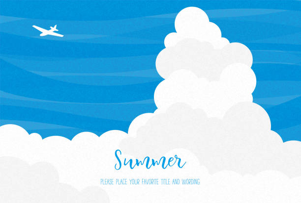 ilustrações de stock, clip art, desenhos animados e ícones de cumulonimbus and airplane summer image illustration material - cumulonimbus