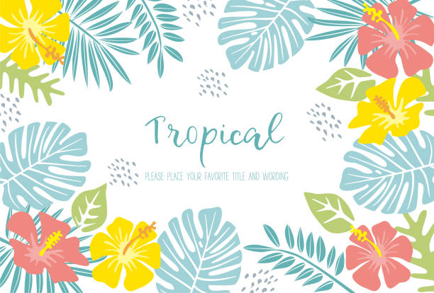 ilustrações, clipart, desenhos animados e ícones de material de estrutura de motivo tropical - hawaiian culture hibiscus print pattern