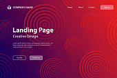 istock Landing page Template - Abstract gradient background with Red circles 1372311006