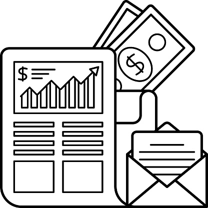 Credit banking Journal Concept, Letter of Credit Vector Icon Design, Money Management Symbol, Leverage or debt Sign, Capital markets and investments stock illustration