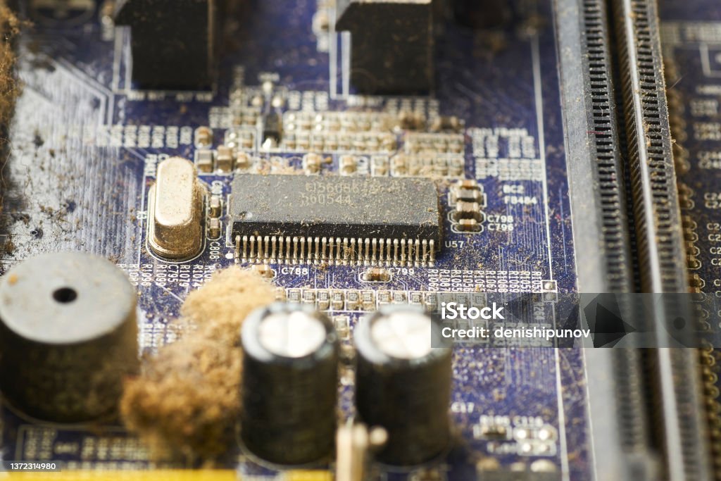 Outdated Computer Inside Old Computer System Unit With Spiderweb And Dust Inside Stock Photo ...