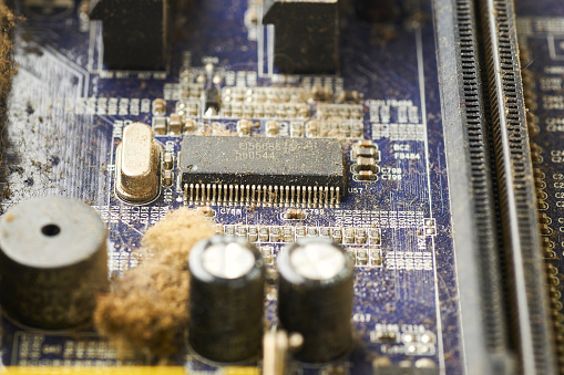 Lg Old Computer System Unit Old Computer System Unit With Spiderweb And Dust Inside Stock Photo ...