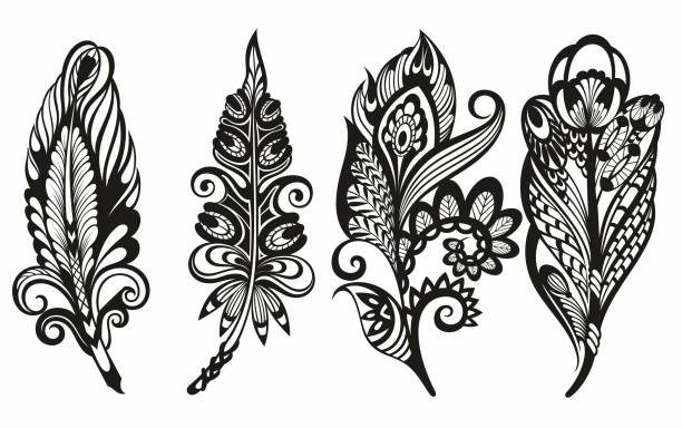 851 Peacock Feather Tattoo Designs Illustrations & Clip Art - iStock