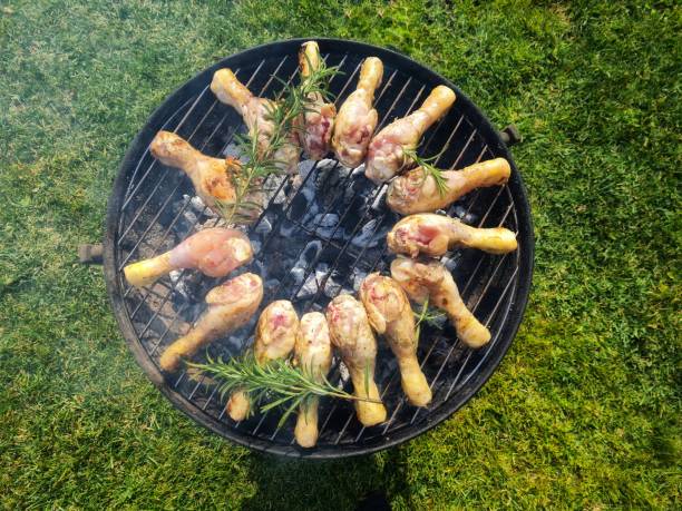 Meatballs grilled on a barbecue