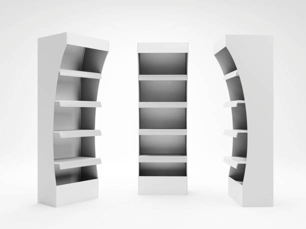 istock POS shelf display, advertising floor rack stand, 3D mock-up 1372321163