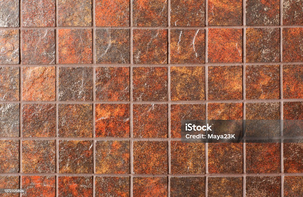 Ceramic Red Rustic Tile Background Stock Photo - Download Image Now ...