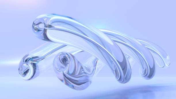 istock Abstract geometric blue background with glass spiral tubes, flow clear fluid with dispersion and refraction effect, crystal composition of flexible twisted pipes, modern 3d wallpaper, design element 1372326015