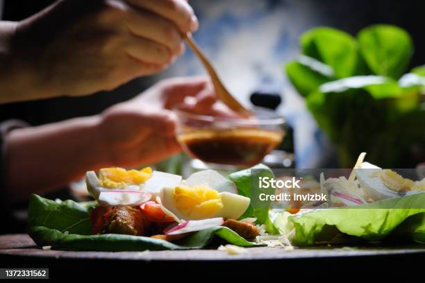 Preparing Lettuce Wraps Stock Photo - Download Image Now - Lettuce, Wrap Sandwich, Salad Dressing