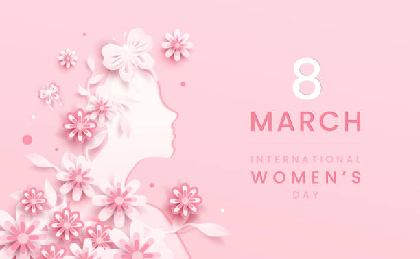 8 march background. International women's day floral decorations in paper art style with frame of flowers and leaves. Greeting card on pastel pink tone. Vector illustration 8 march background. International women's day floral decorations in paper art style with frame of flowers and leaves. Greeting card on pastel pink tone. Vector illustration. romantic styles stock illustrations