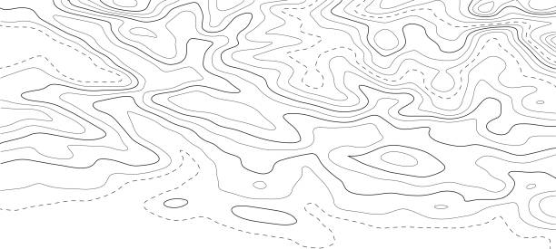 등고선 지형지도. 지리적 그리드 맵 배경입니다. 벡터 그림입니다. - topographic map compass map chart stock illustrations