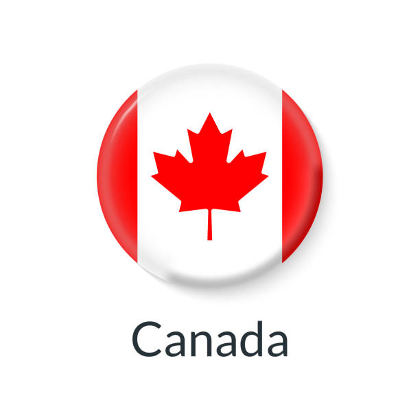 Canada flag 3d icon, circle badge or button. Round Canadian national symbol. Vector illustration. Canada flag 3d icon, circle badge or button. Round Canadian national symbol. Vector illustration. canadian flag maple leaf computer icon canada stock illustrations