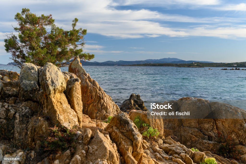 Sardinia rocky coast with sea view Color Image Stock Photo