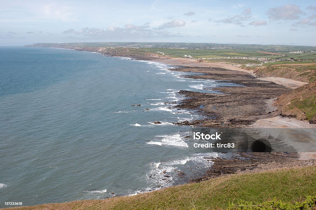 Cornish coastal view waves breaking Cornish coast Brown Stock Photo