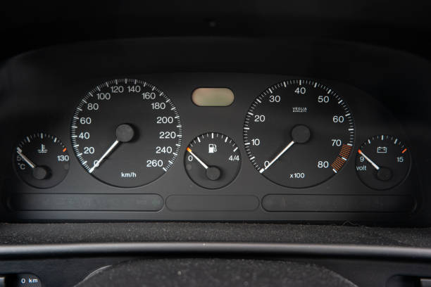Car analog dashboard full instruments. Close up shot, no people.