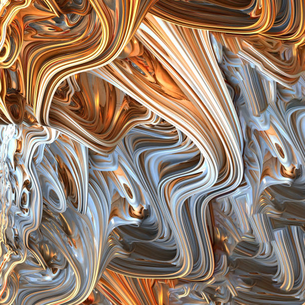 istock 3d waves, orange, white and silver colors. Abstract 3d background 1372336892