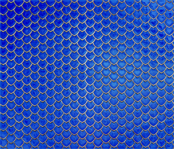 istock Deep blue shiny snake skin with golden borders, seamless pattern. Reptile skin background 1372336899