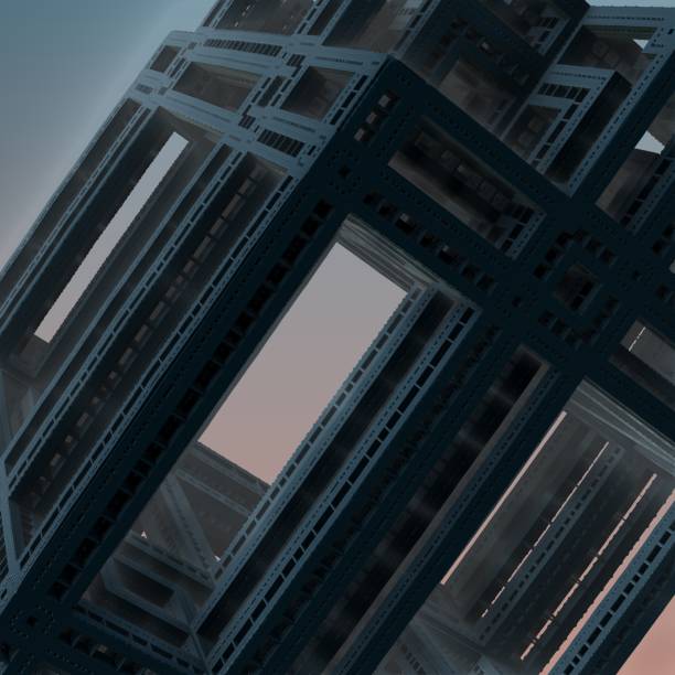 Abstract building frame, dark colors. 3d illustration, 3d rendering