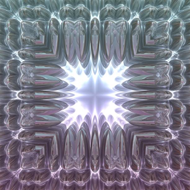 Abstract 3d fractals with reflection. Blue and purple colors. 3d illustration