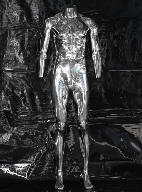 istock futuristic metal mannequin on black background 1372337297