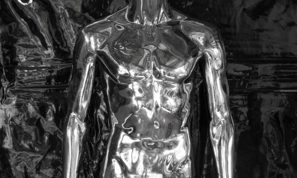 istock futuristic metal mannequin on black background 1372337486