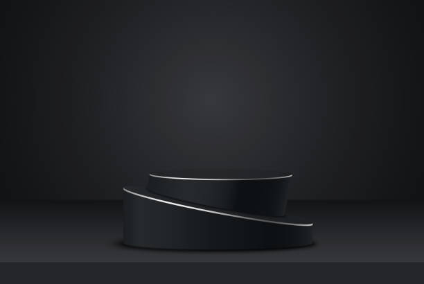 3d現実的なベクトルラウンドステージ、暗い背景に表彰台。 - 表彰台点のイラスト素材／クリップアート素材／マンガ素材／アイコン素材