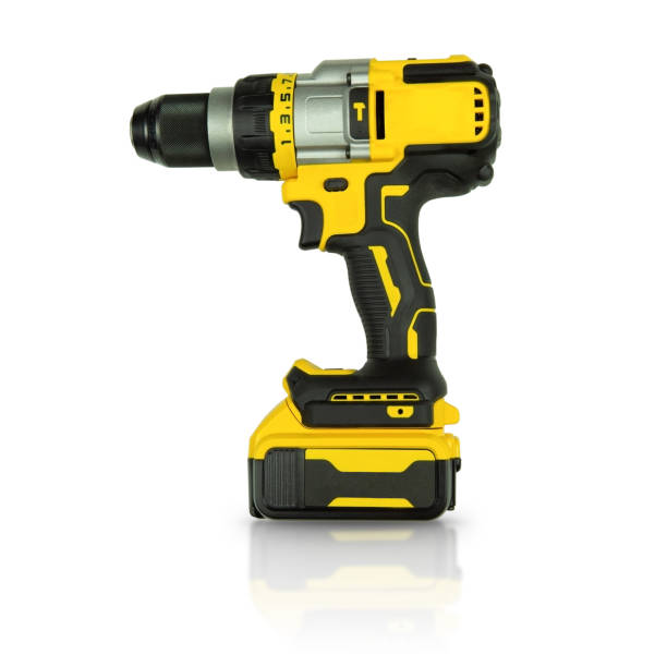 istock Electric drill or cordless screwdriver with insulated battery on a white background. 1372345407