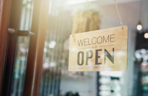 istock welcome wooden board ,front door cafe 1372349897