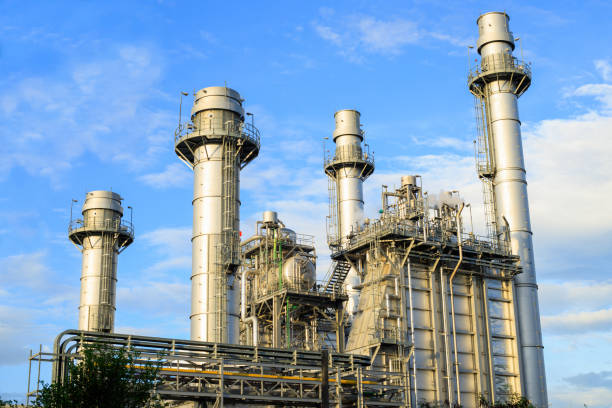 istock Gas turbine electrical power plant with twilight 1372349962
