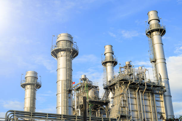 istock Gas turbine electrical power plant with twilight 1372349963