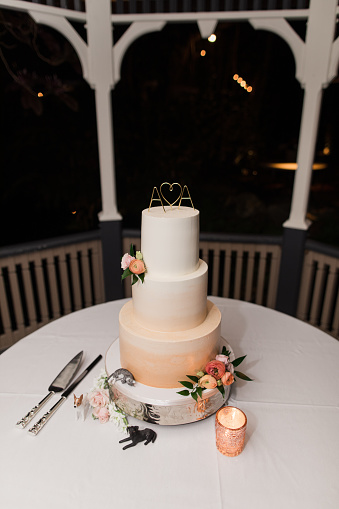 Colorful Buttercream Wedding Cake at an Outdoor Spring Wedding in South Florida.