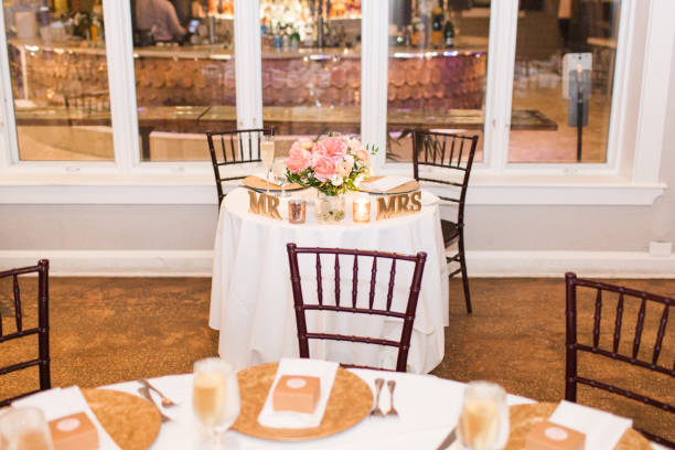 Colorful Spring Flowers on a Dining Banquet Table for a Spring Wedding in South Florida.