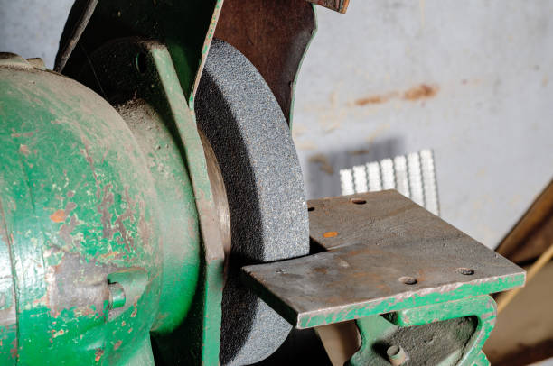 istock Grinding wheel. Grinding machine. Manufacturing background. 1372356627