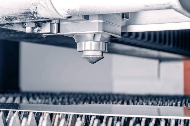 istock Metal cutting machine. Laser cutting. Close-up. 1372356670