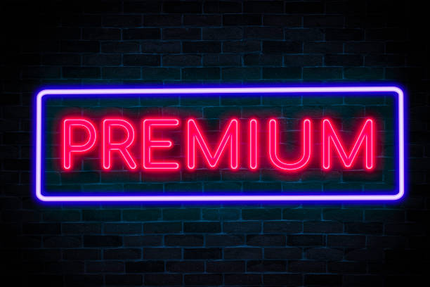istock Premium neon banner on brick wall background. 1372359483