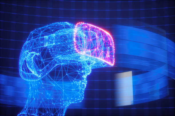istock Metaverse Technology With Human Head Wearing VR Glasses Surrounded With Futuristic Interface 1372364665