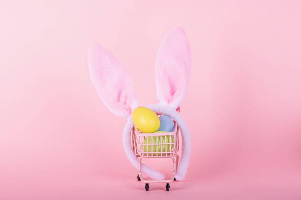 istock Happy Easter celebration. Festive holiday template backdrop for online shopping. Spring event celebration template for web design 1372365683