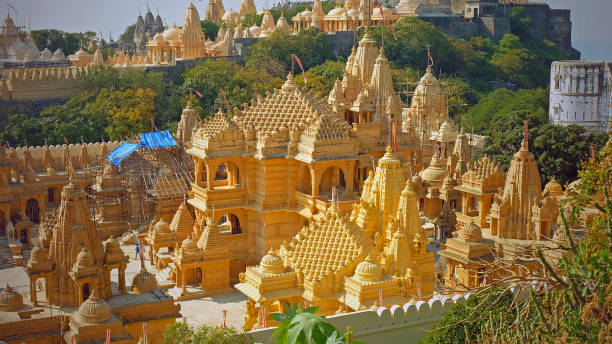 Some of the intricately carved marble shrines making up the temple complex at Palitana, India, a sacred site in the Jain religion that attracts pilgrims from across the world