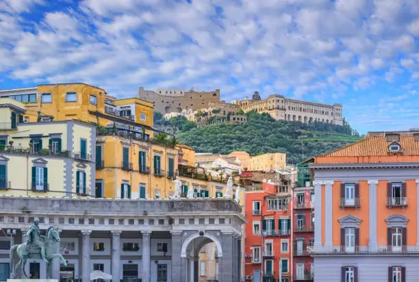 Photo of Typical view of a street in the historic center of Naples, Italy.