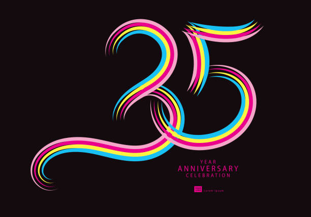 35 years anniversary celebration logotype colorful line vector, 35th birthday logo, 35 number, Banner template, vector design template elements for invitation card and poster, t shirt design vector 35 years anniversary celebration logotype colorful line vector, 35th birthday logo, 35 number, Banner template, vector design template elements for invitation card and poster, t shirt design vector number 35 stock illustrations