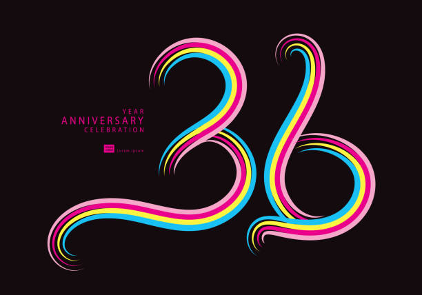 36 years anniversary celebration logotype colorful line vector, 36th birthday logo, 36 number, Banner template, vector design template elements for invitation card and poster, t shirt design vector 36 years anniversary celebration logotype colorful line vector, 36th birthday logo, 36 number, Banner template, vector design template elements for invitation card and poster, t shirt design vector number 36 stock illustrations