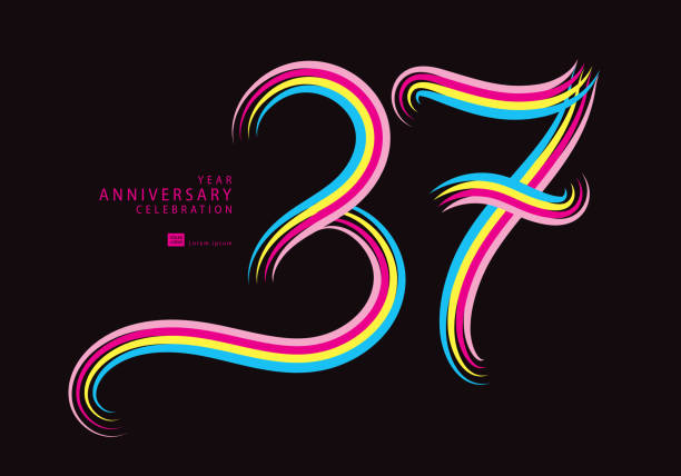 37 years anniversary celebration logotype colorful line vector, 37th birthday logo, 37 number, Banner template, vector design template elements for invitation card and poster, t shirt design vector 37 years anniversary celebration logotype colorful line vector, 37th birthday logo, 37 number, Banner template, vector design template elements for invitation card and poster, t shirt design vector number 37 illustrations stock illustrations