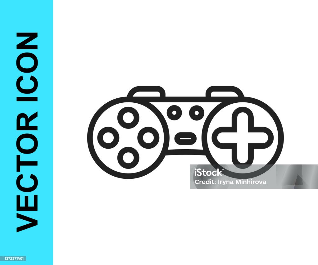 Ilustración de Línea Negra Gamepad Icono Aislado Sobre Fondo Blanco