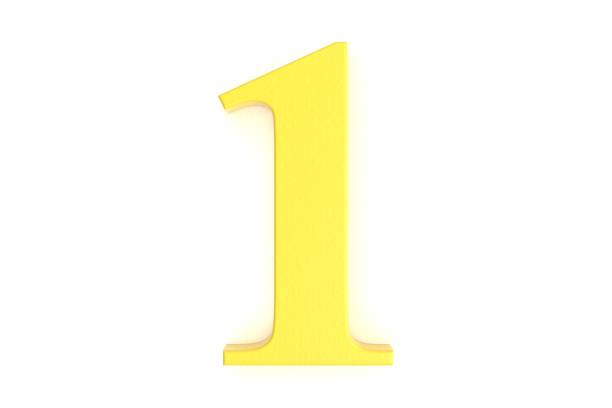 Yellow number one on white background