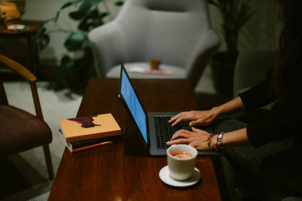 istock woman doing work on the laptop in the cafe 1372372535