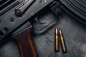 Bullets and Kalashnikov assault rifle