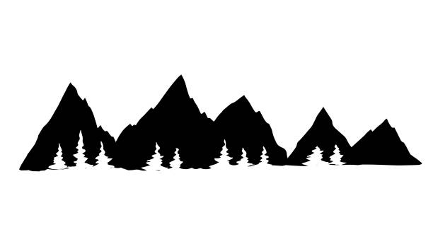 ilustraciones, imágenes clip art, dibujos animados e iconos de stock de mountin y árboles. ilustración vectorial - blue ridge mountains mountain mountain range appalachian mountains