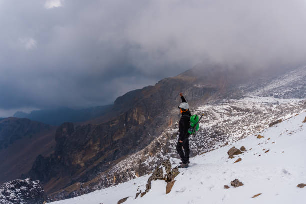 Hiker trekking in the mountains