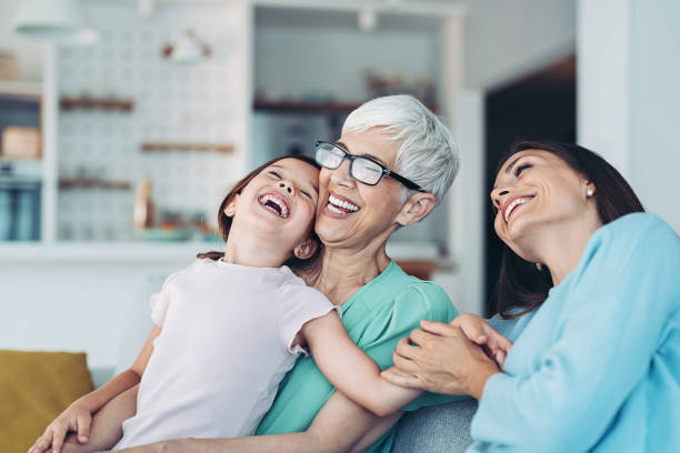 Three generations of women happy together stock photo