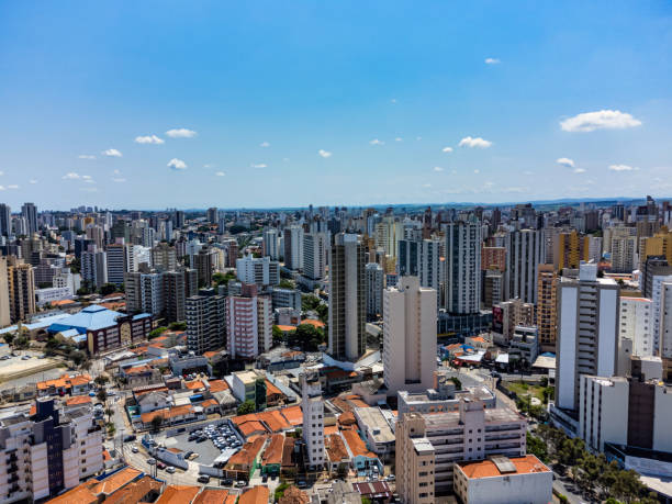 Aerial view of the city of Campinas, SP. Brazil. Buildings in the central region photographed in February 2022. Drone photography of the Botafogo neighborhood in the city. campinas photos stock pictures, royalty-free photos & images