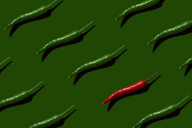 Pattern of hot chili peppers. Pop-art style. Good for web-banners, web design, website backgrounds."n stock photo